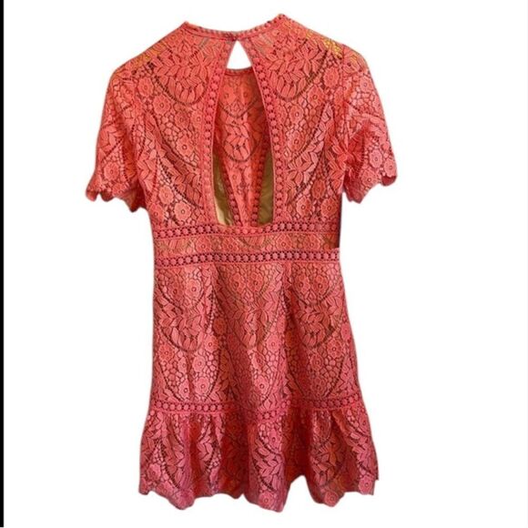 Saylor NWT Darian Crochet Lace Cutout Mini Dress Porcelain Rose Pink Size Large - Picture 8 of 12